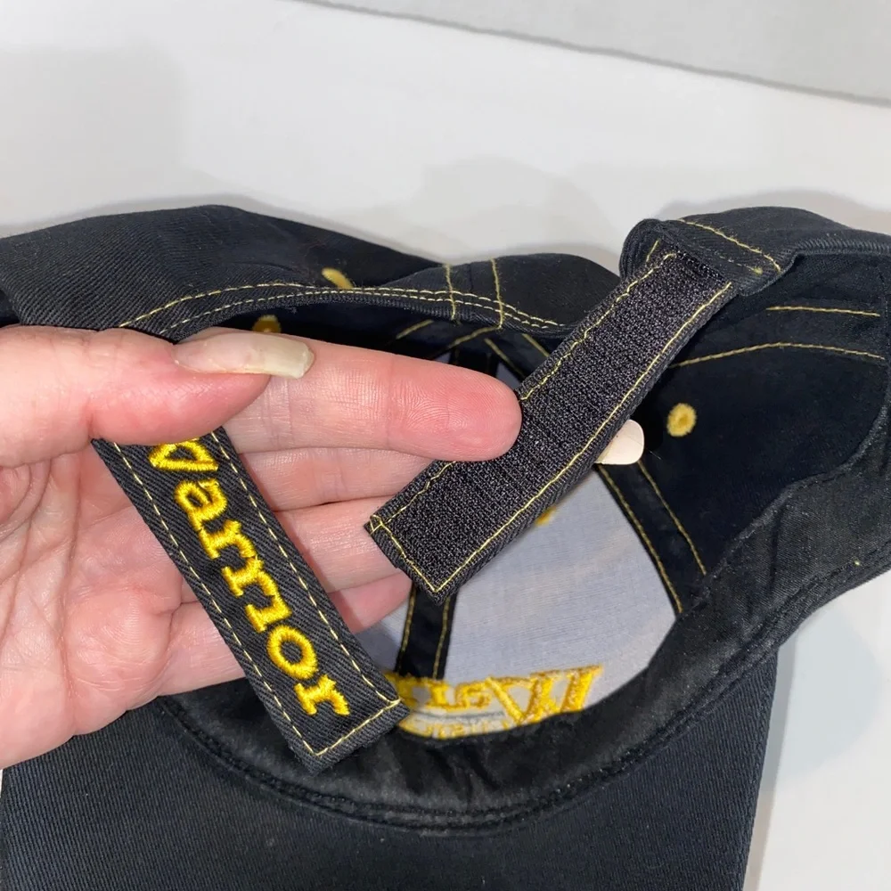 Men’s Warrior Custom Golf Baseball Cap Hat o/s adjustable Black & Yellow - Picture 7 of 7